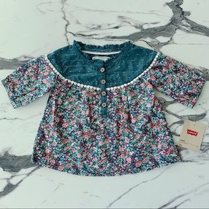 Levi’s Baby Girl Floral & Denim Button Down Top